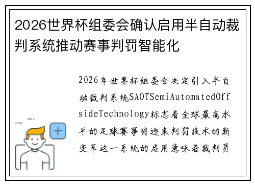 2026世界杯组委会确认启用半自动裁判系统推动赛事判罚智能化
